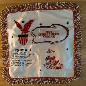 Vintage Pillow Covering Wife Fort Meade Maryland US Army